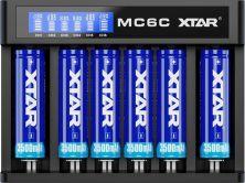 XTAR MC6C batteriladdare för 6 st 18650 mfl.