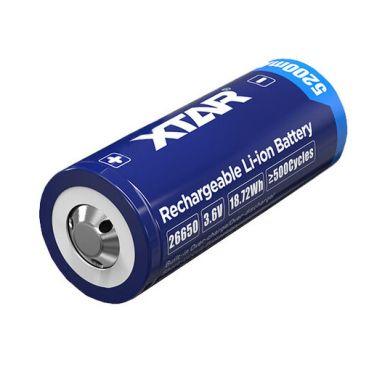 Batteri XTAR 26650, 5200 mAh kapacitet.